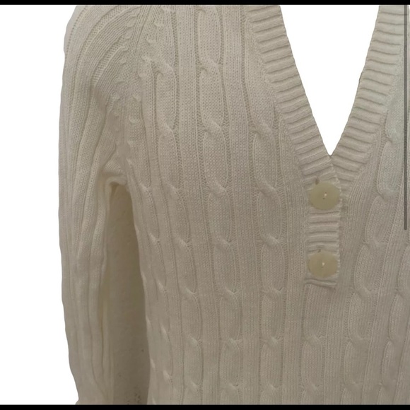 Gap Women’s M Medium Cream Off-White Hoodie Cable Sweater - Picture 2 of 5